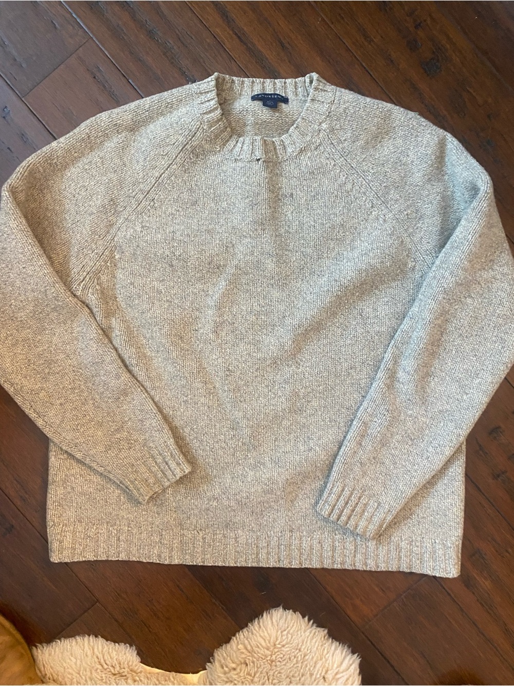 Lands' End Men's Crewneck Sweater in Heather Light Gray